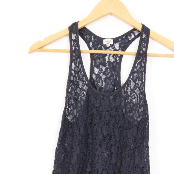 *Wilfred Madeline Lace Navy Racer Back Tank Top - Picture 4 of 6